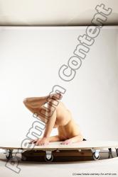 Nude Gymnastic poses Woman White Sitting poses - ALL Slim long black Multi angle poses Pinup